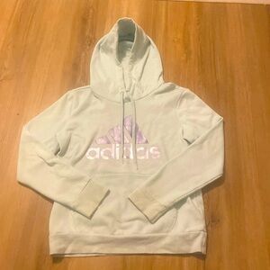 Adidas light blue and metallic purple hoodie/sweatshirt
